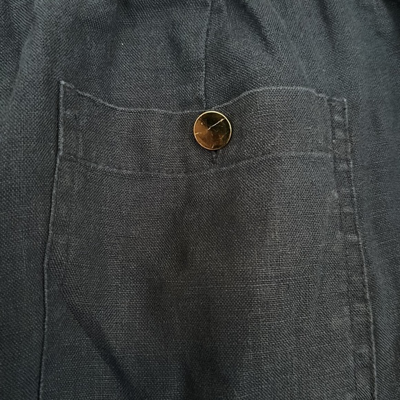 Women JM Collection Blue Linen Trouser with Gold button - Picture 7 of 7